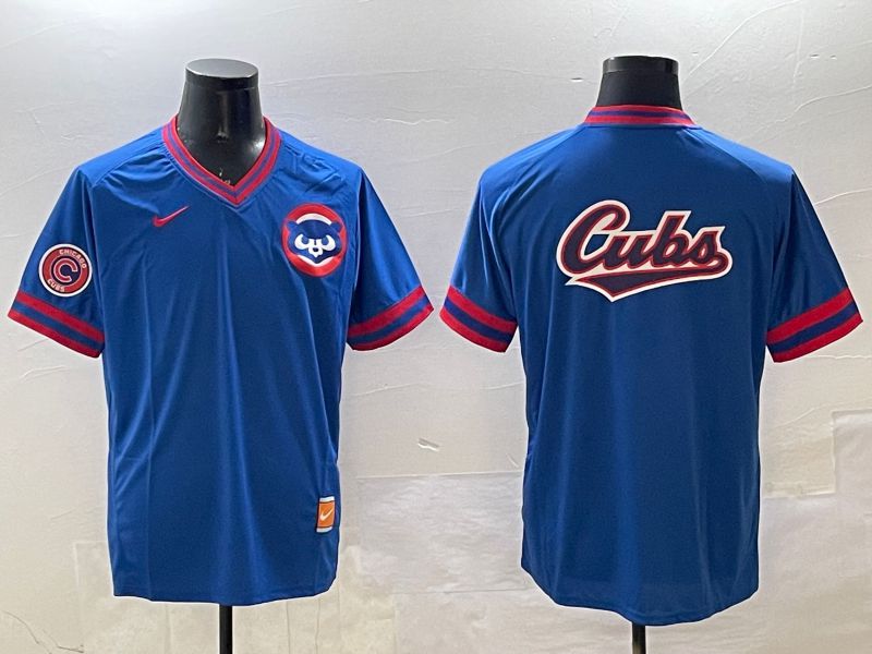 Men Chicago Cubs Blank Blue Throwback Game 2025 Nike MLB Jersey style 5->chicago cubs->MLB Jersey